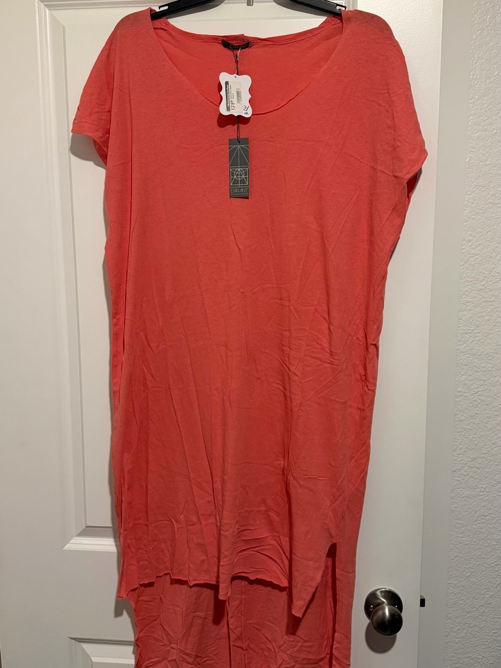Relaxed Coral Women’s Scoop Neck Top Dress -